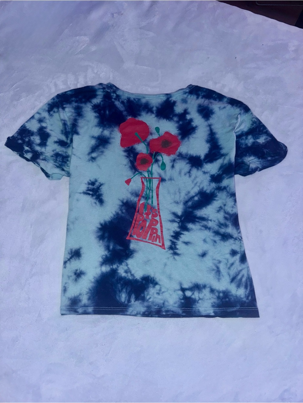 Tie-Dye Blue “It's Poppin” baby tee
